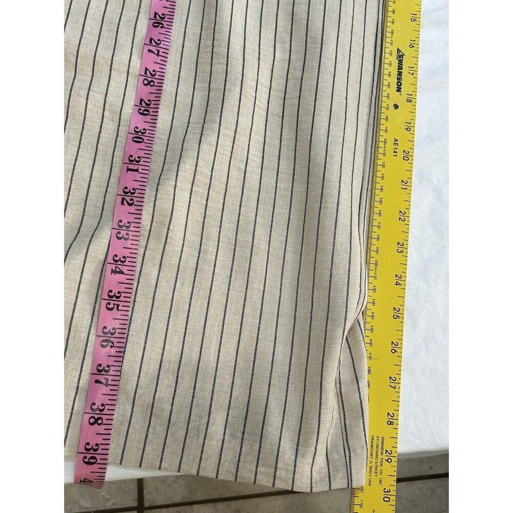 NYCC Beige Striped Wide Leg Cargo Lounge High Waist Boho Pants Women size L - Picture 4 of 7